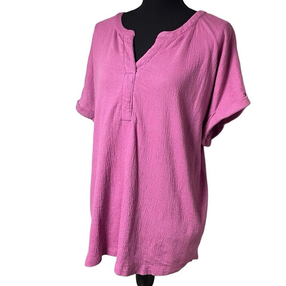 Ava & Viv Pink Dolman Textured Top